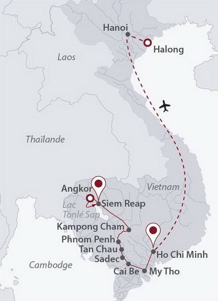 Cambodge - Vietnam - Circuit Croisière La Cantate du Mékong - pont Supérieur deluxe + Hanoi / Halong